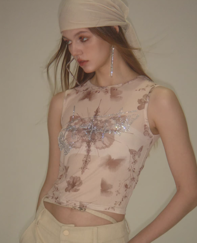 Aurora Crystal Veil Sleeveless Top