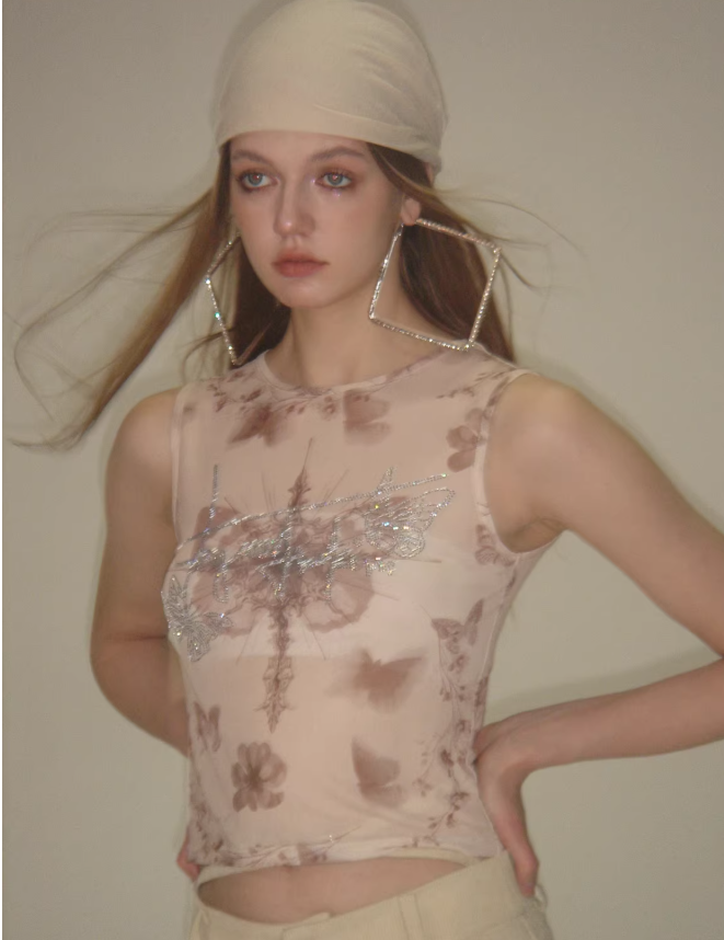 Aurora Crystal Veil Sleeveless Top